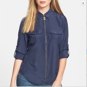 MICHAEL Michael Kors Navy Zippered Shirt M
